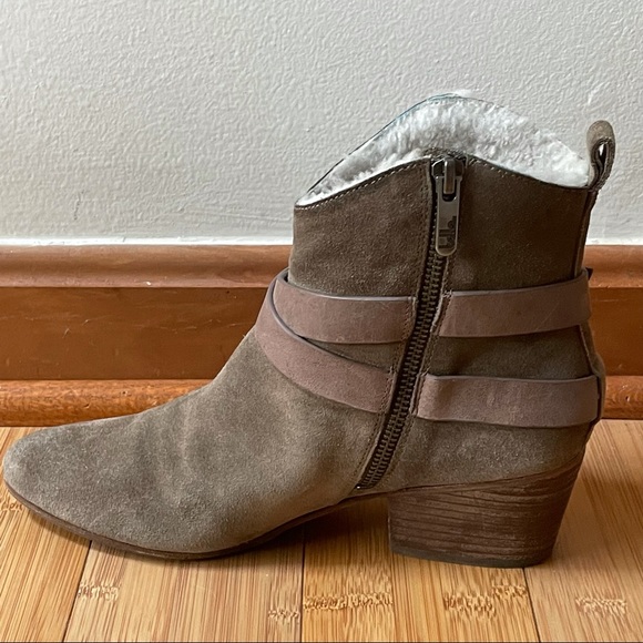 Belle by Sigerson Morrison Laica Gray Suede Faux Fur Lined Booties size 7.5B - Picture 6 of 16